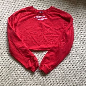 Zara red cropped hoodie